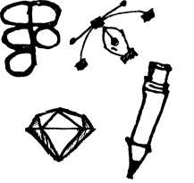 A doodle of design tool related icons (a Figma icon, a SketchApp icon, a pencil, a digital pen-tool)