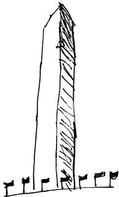 A pencil sketch of the Washington Monument in Washington, DC