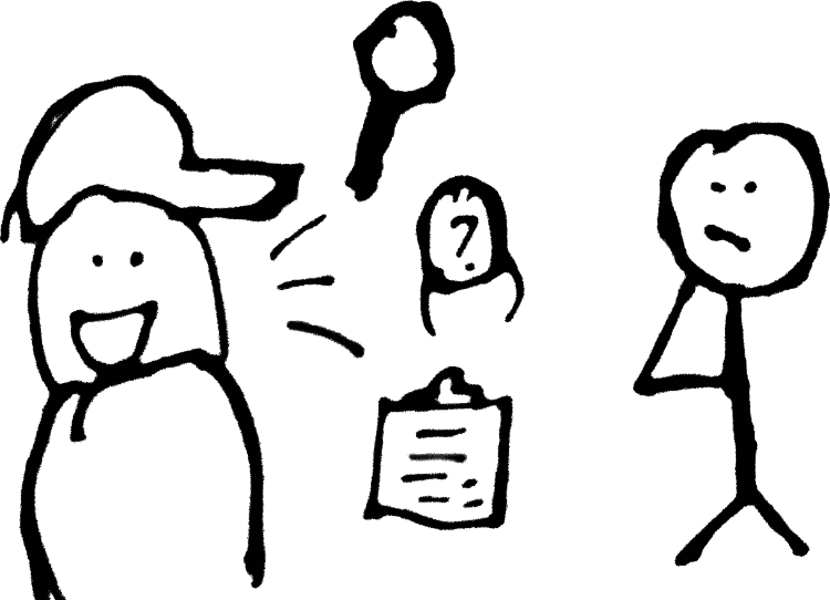 A doodle of me interacting with customer success.