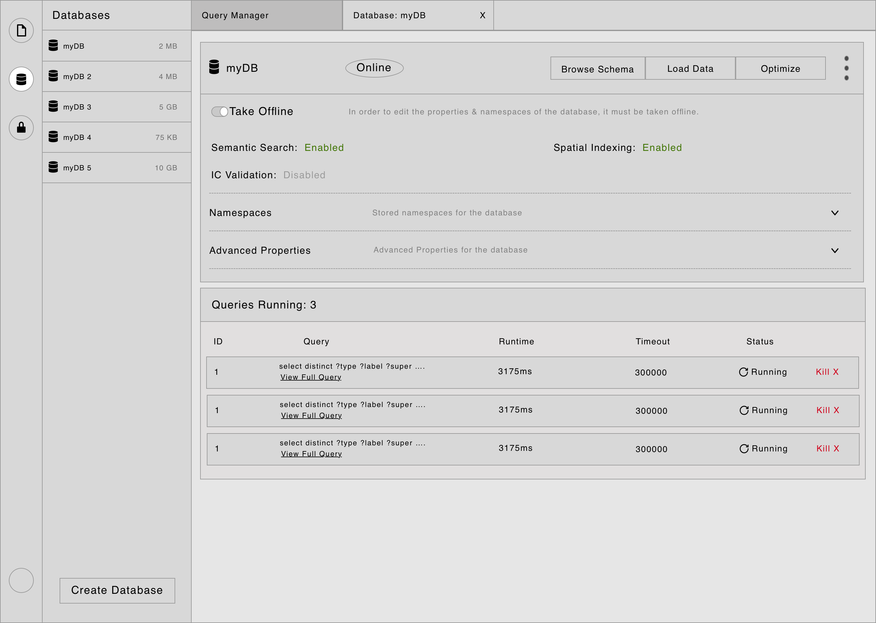 Section Specific Tabs - Database View