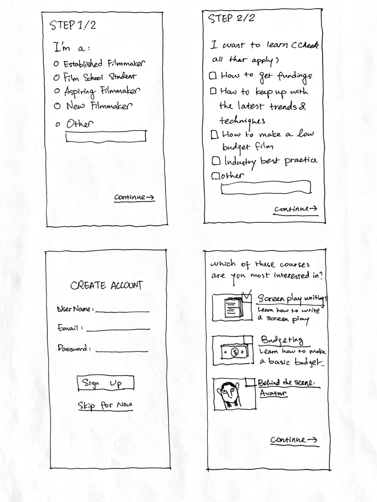 Low-fi paper prototype images