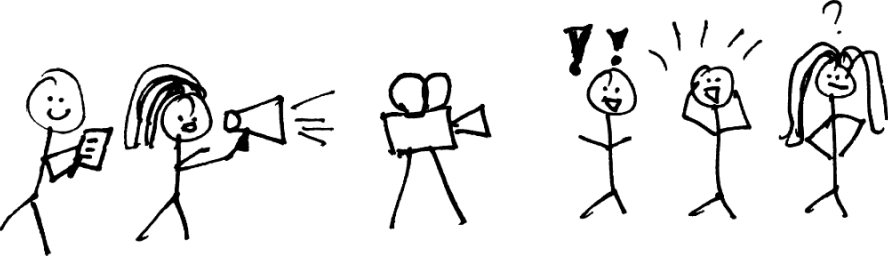 A sketch of a film student learning by being on set